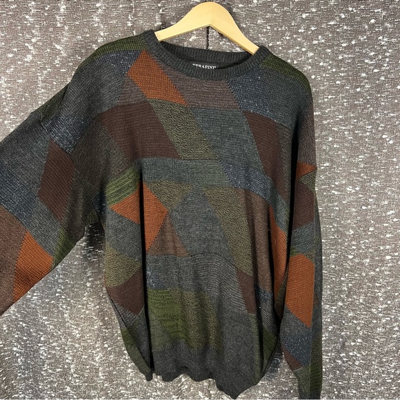 Serafini Geometric Sweater Knit Crew Neck Sweater - Picture 4 of 5